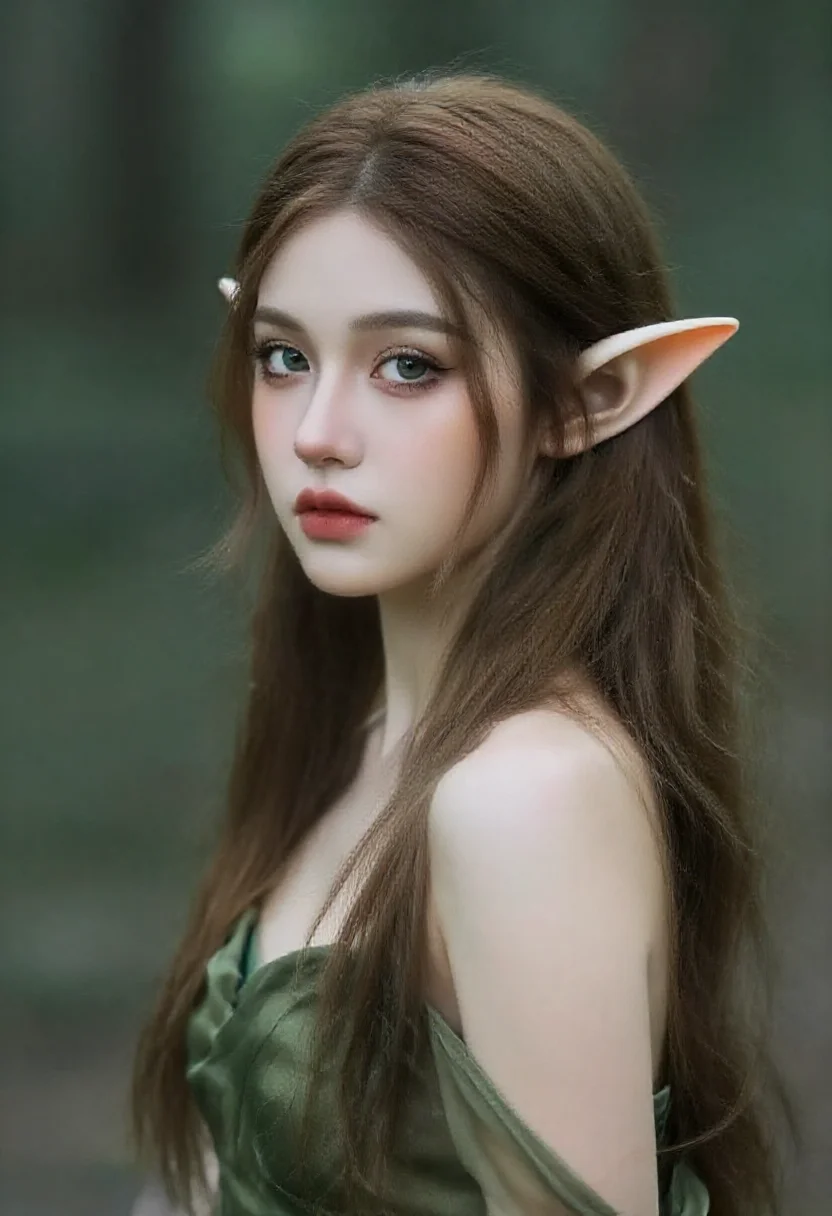 Aesthetic elf woman in medium format square clarity style