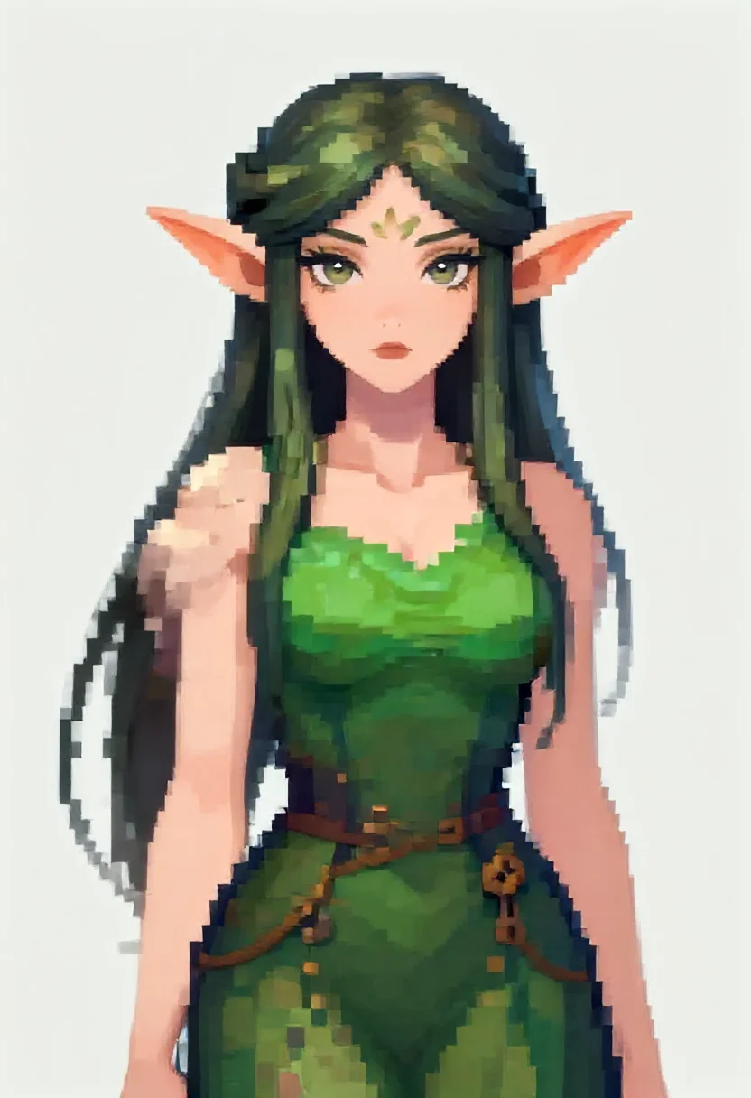 Aesthetic elf woman in genesis limited-palette pixel style