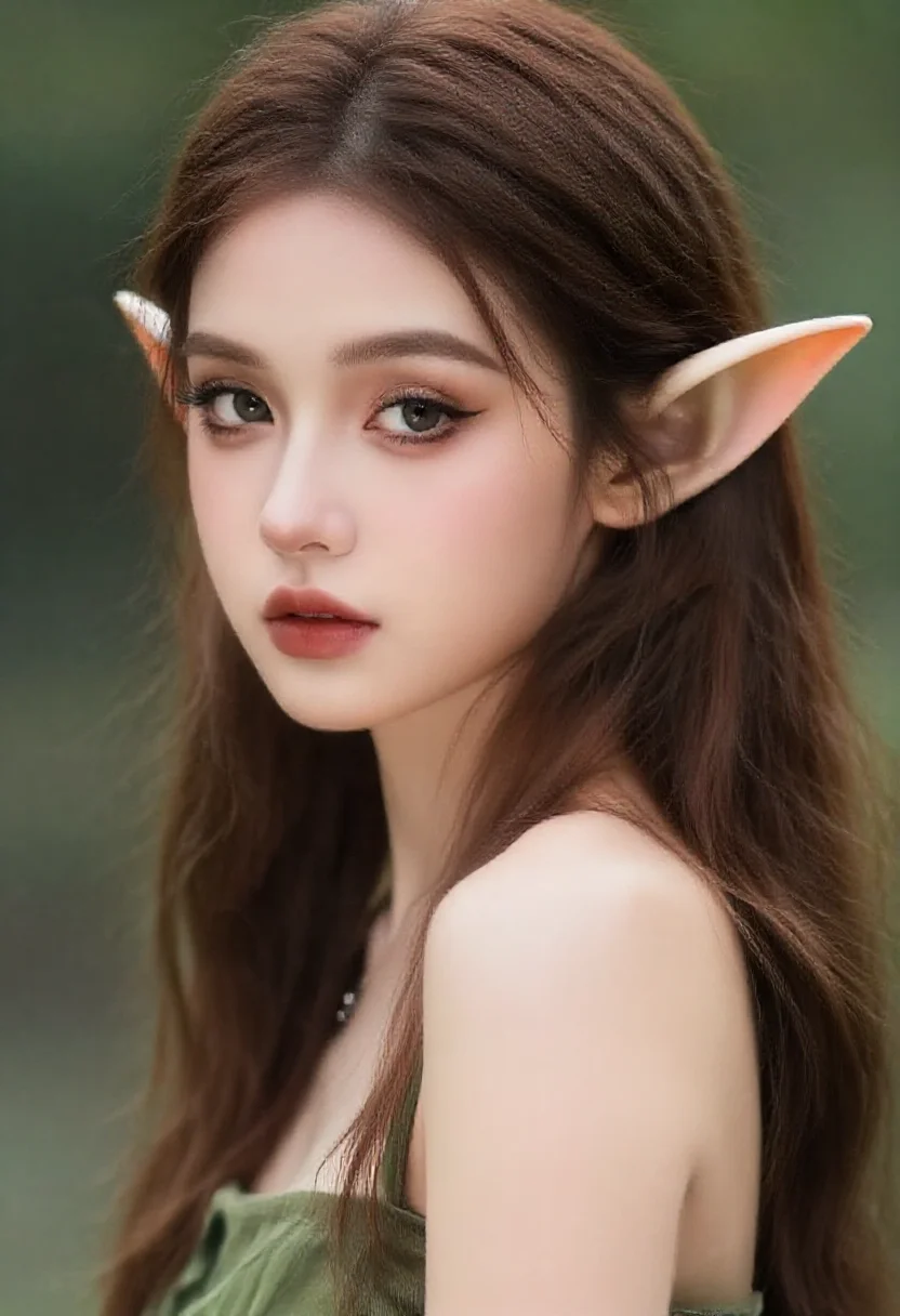 Aesthetic elf woman in large format 8x10 detail style