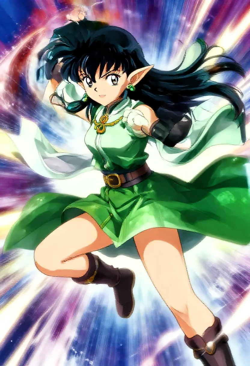Aesthetic elf woman in oda eiichiro dynamic cartoon energy style