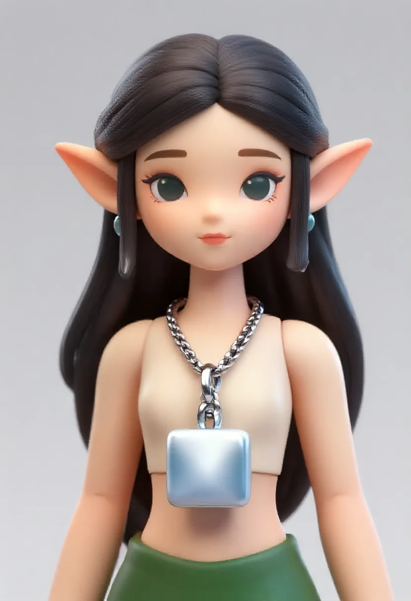 Aesthetic elf woman in blender default cube charm style