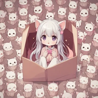 Tiny orphan cat girl