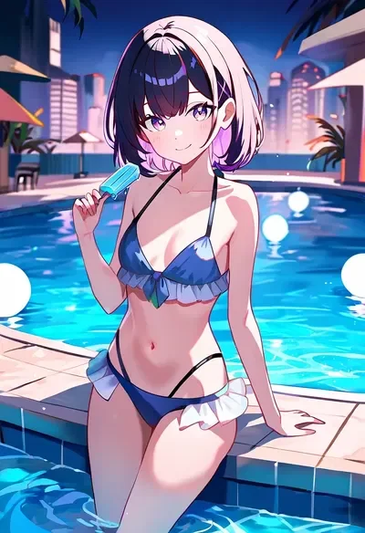 Cute Girl By The Pool
