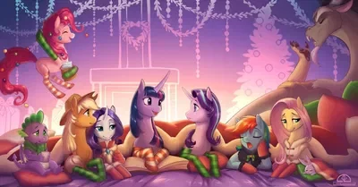 Mane 7 + Spike (Hearth's Warming)