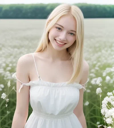 Mysterious girl on Flowery field