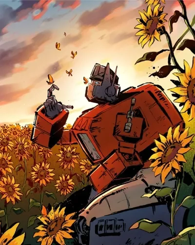Optimus Prime wants to pet a deer! ₊˚.  ⏑  ⩊ິ ⏑ ꒱
