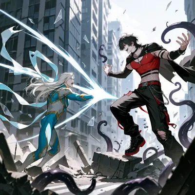 Superhero and Supervillain - Morningstar and Abyssal