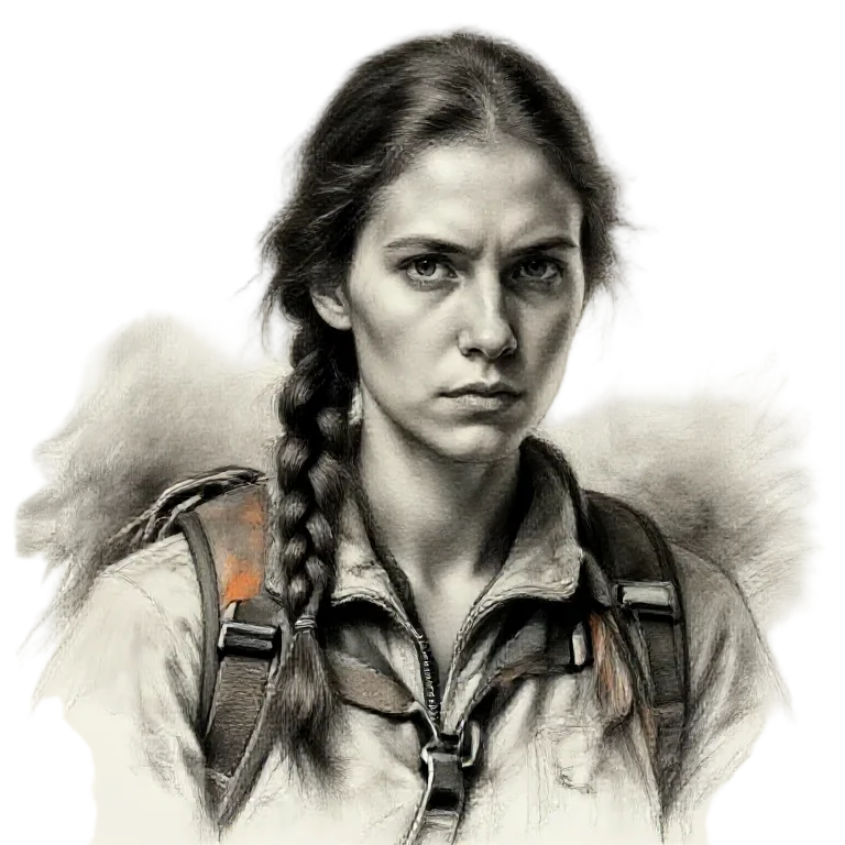 Relic Hunter · Charcoal Sketch (Fierce)