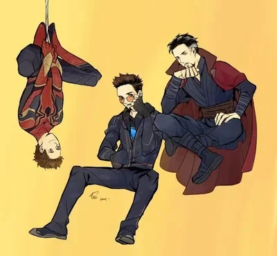 Tony Stark, Stephen Strange and Peter Parker